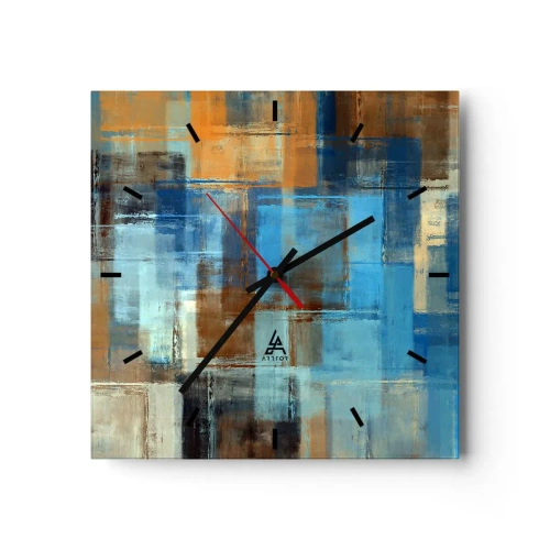 Ceas de perete - Ceas pe sticlă - Prin valul albastru - 40x40 cm