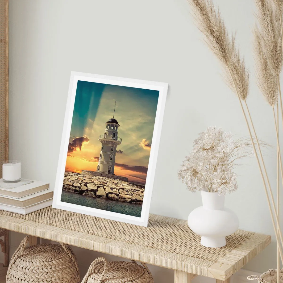 Poster în ramă albă - Lumină - Bunătate - Frumusețe - 50x70 cm