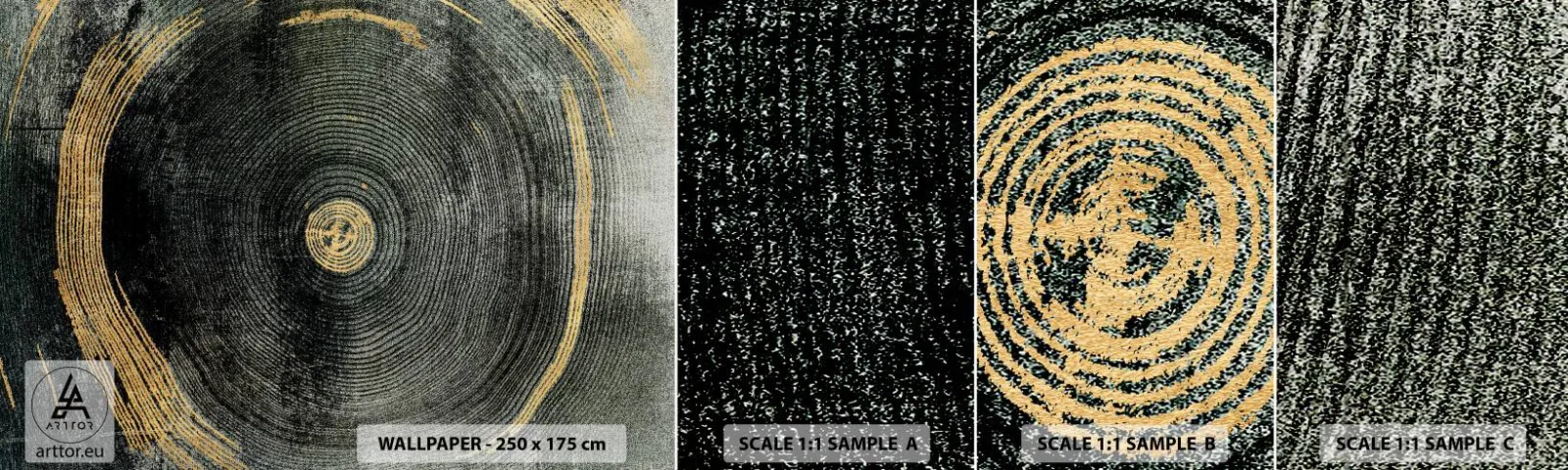 Mostră de Tapet Standard Eco - Schimbare și persistență - Întuneric, Lemn, Art Deco - 100x30 cm