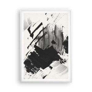 Poster în ramă albă - Abstracție - expresie de negru - 70x100 cm