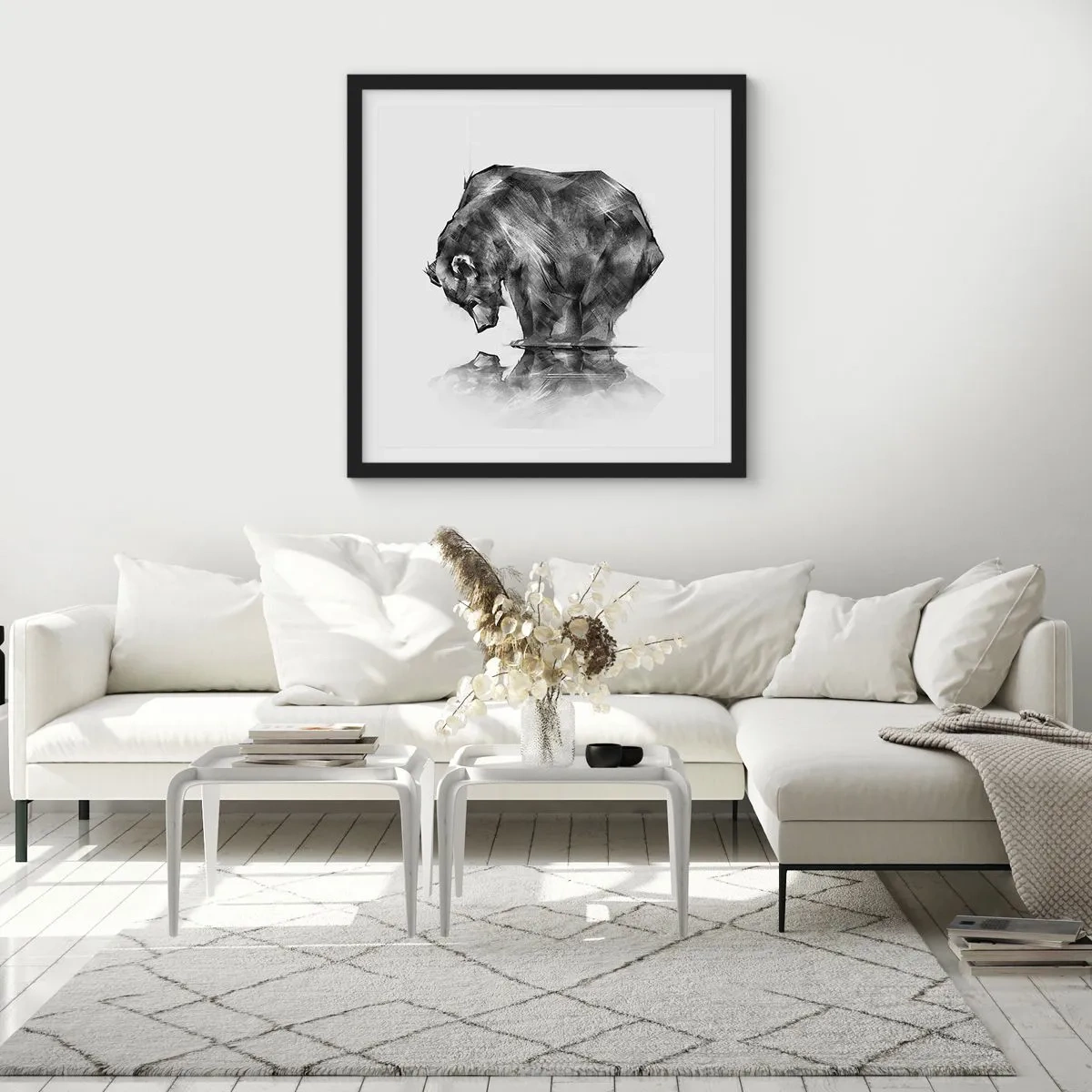 Poster în ramă neagră - Mă bucur să văd pe cineva apropiat - 30x30 cm