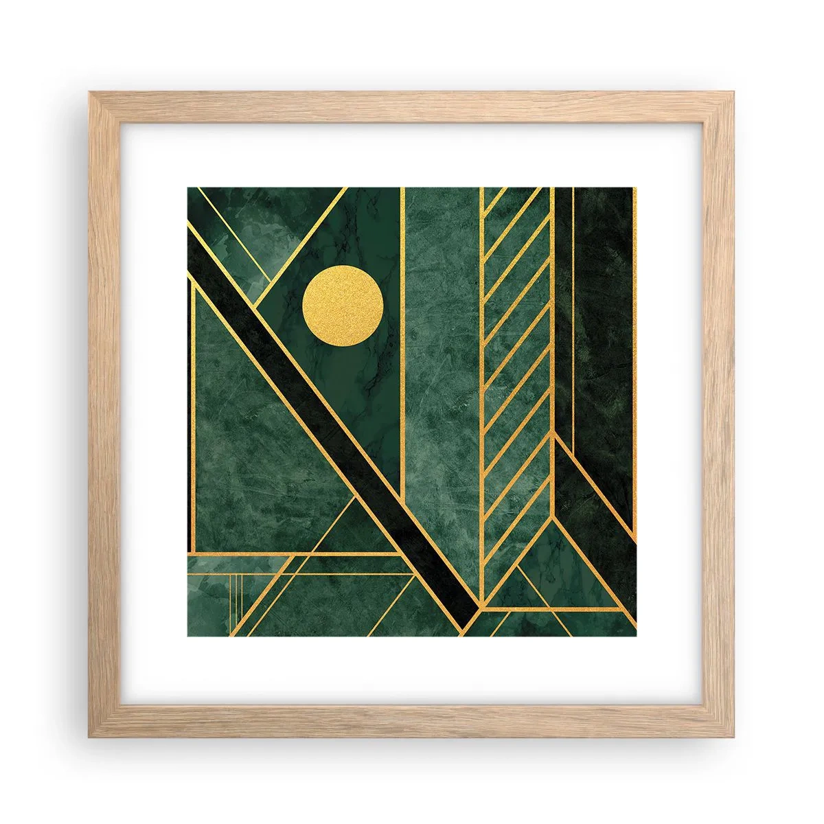 Poster în ramă de stejar deschis - Dinamica aurului și a azurului - 30x30 cm