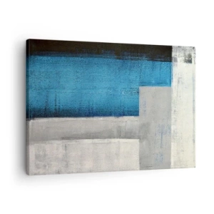 Tablou pe pânză Canvas - O compoziție abstractă cu nuanțe de albastru, gri și alb. - 70x50cm - Compoziție poetică de gri și albastru - Decorațiune modernă pentru perete pentru living și dormitor ARTTOR