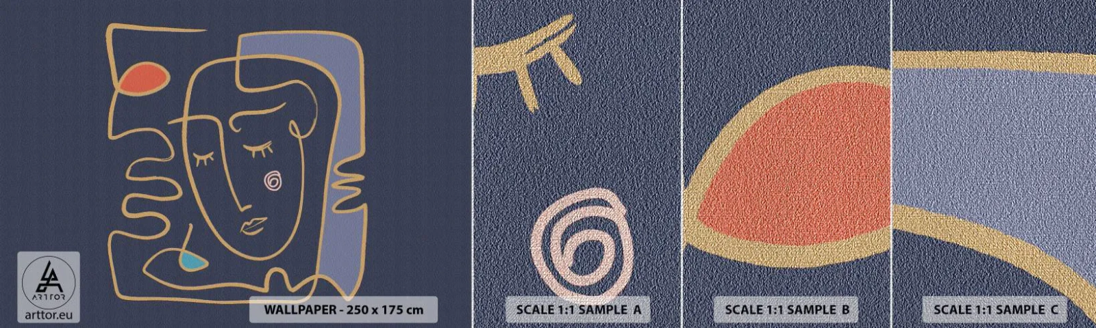 Mostră tapet Premium Canvas - În reverie - Portret, Față, Bucată - 100x30 cm