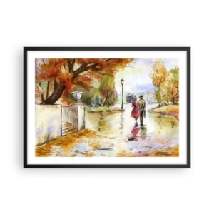Poster în ramă neagră - Toamnă romantică în parc - 70x50 cm