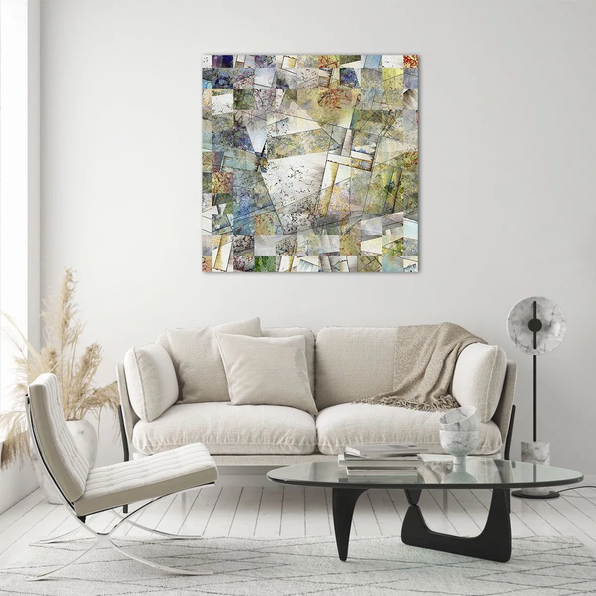 Tablou pe sticlă - Remaniere geometrică - 60x60 cm