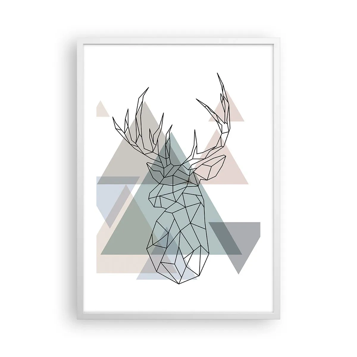 Poster în ramă albă - Într-o pădure geometrică - 50x70 cm