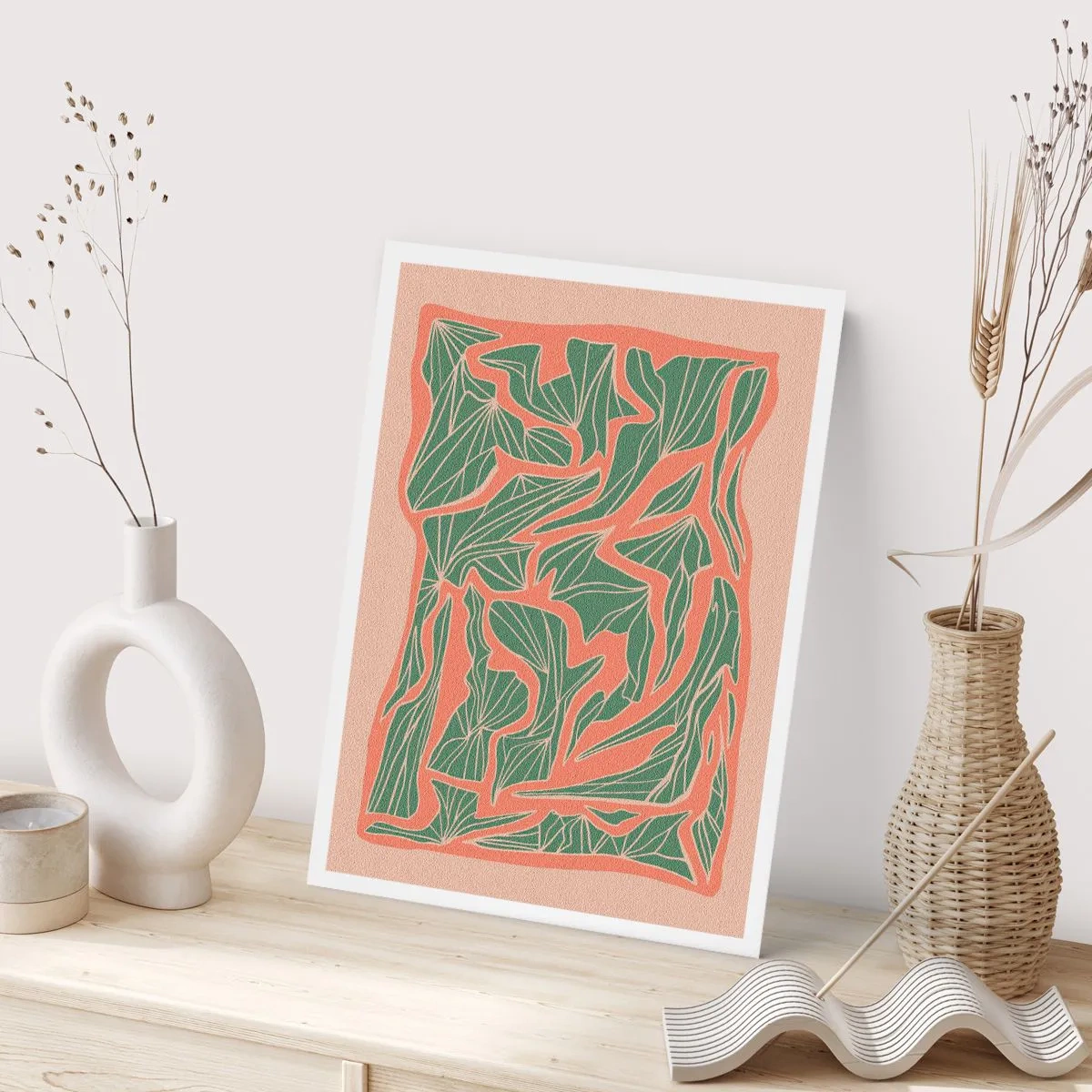 Poster - Lupta dintre coral și verde - 40x50 cm