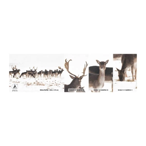 Mostră tapet autocolant Deluxe Sticker - Vine Crăciunul? - Animale, Cerb, Natură - 100x30 cm