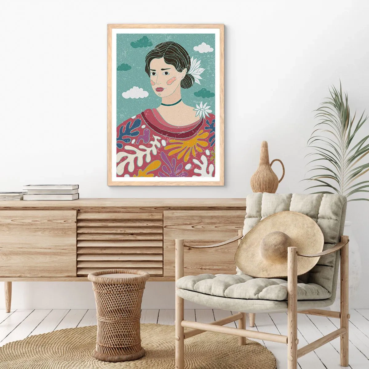 Poster în ramă de stejar deschis - Cu melancolie în privire - 61x91 cm