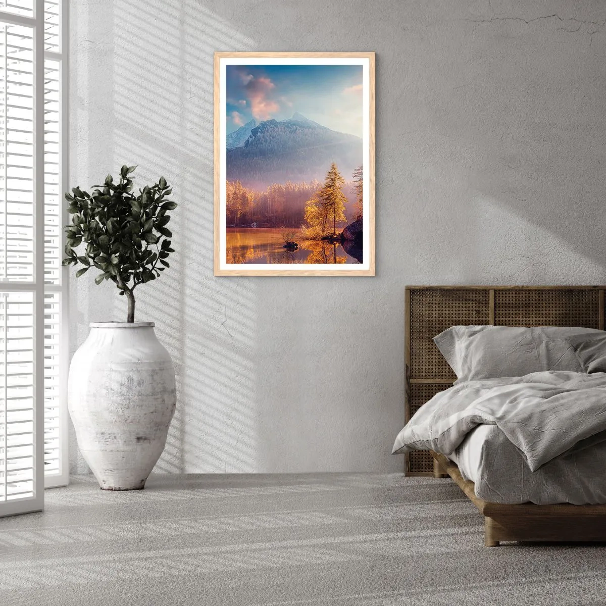 Poster în ramă de stejar deschis - La munte și la deal - 70x100 cm