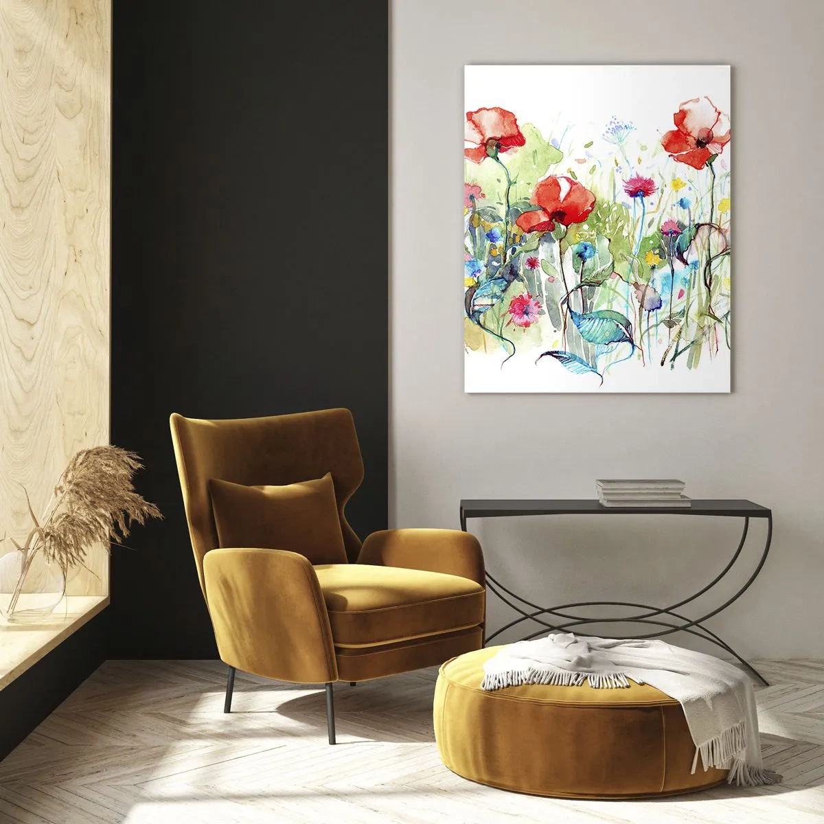 Tablou pe sticlă - O pajiște înflorită în luna mai - 70x100 cm