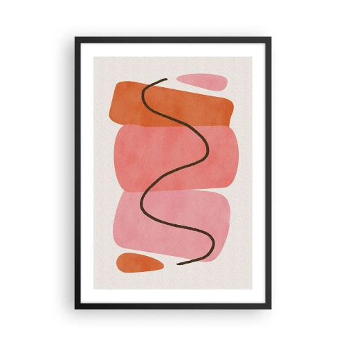 Poster în ramă neagră - Compoziție abstractă de forme geometrice - 50x70cm - Mișcarea blândă a formelor - Decorațiune modernă pentru perete pentru living și dormitor ARTTOR