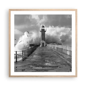 Poster în ramă de stejar deschis - Fără frică  - 60x60 cm