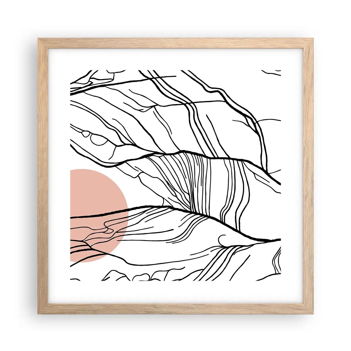 Poster în ramă de stejar deschis - Într-o rețea de crengi - 40x40 cm