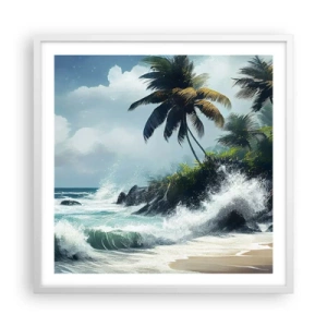 Poster în ramă albă - Pe un țărm tropical - 60x60 cm