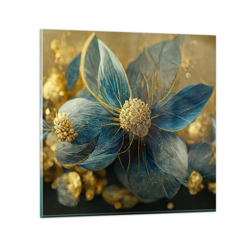 Tablou pe sticlă - Floare cu aur - 60x60 cm