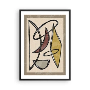 Poster în ramă neagră - Abstracție geometrică în nuanțe de bej și maro - 50x70cm - Vertical și orizontal - Decorațiune modernă pentru perete pentru living și dormitor ARTTOR