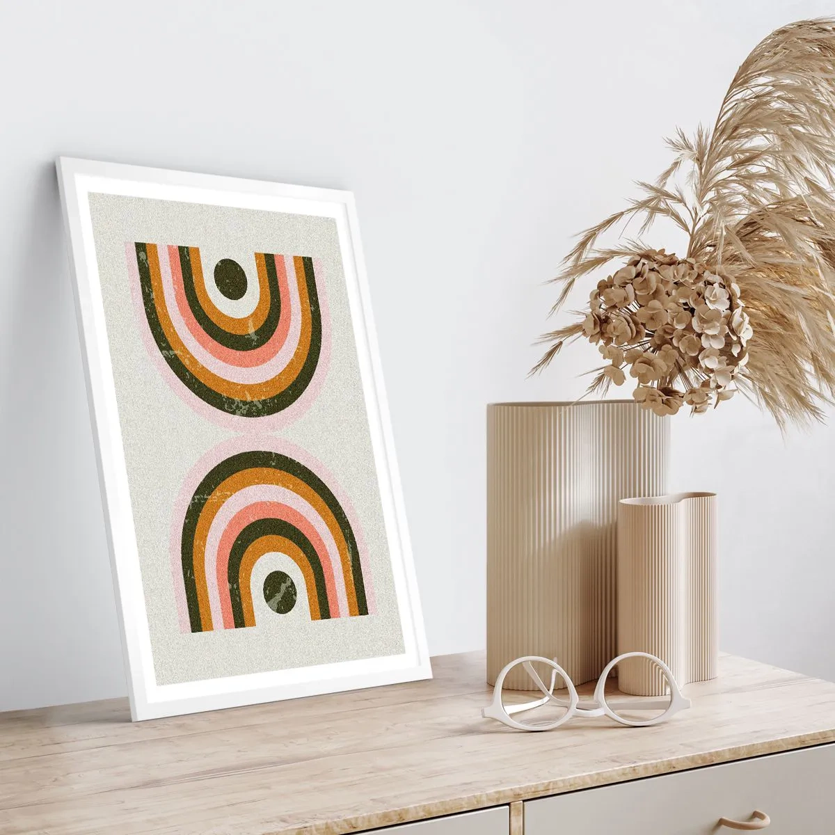 Poster în ramă albă - Abstracție dublă - 70x100 cm