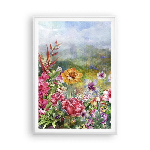 Poster în ramă albă - O grădină înnebunită - 70x100 cm