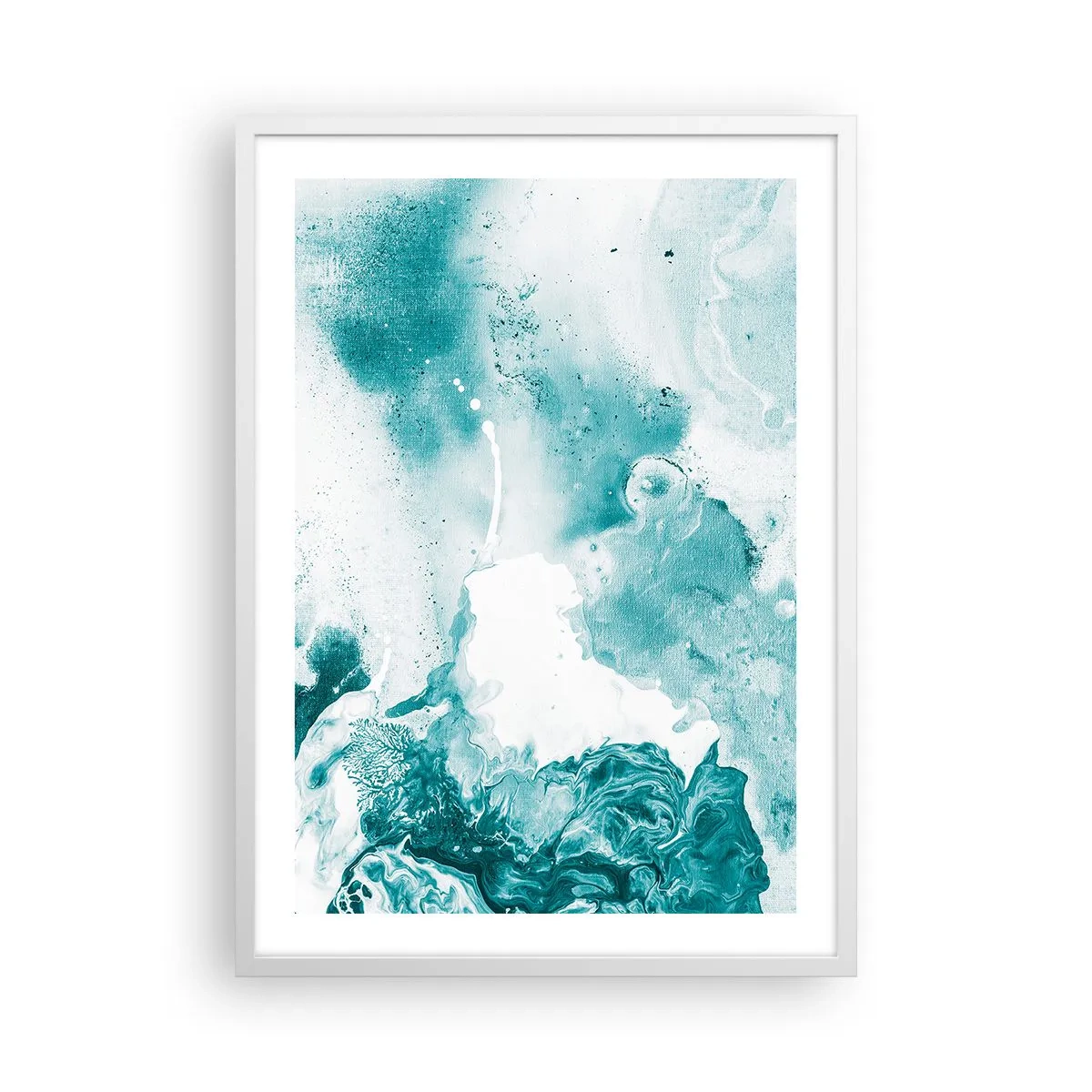 Poster în ramă albă - Câmpii inundabile de albastru - 50x70 cm