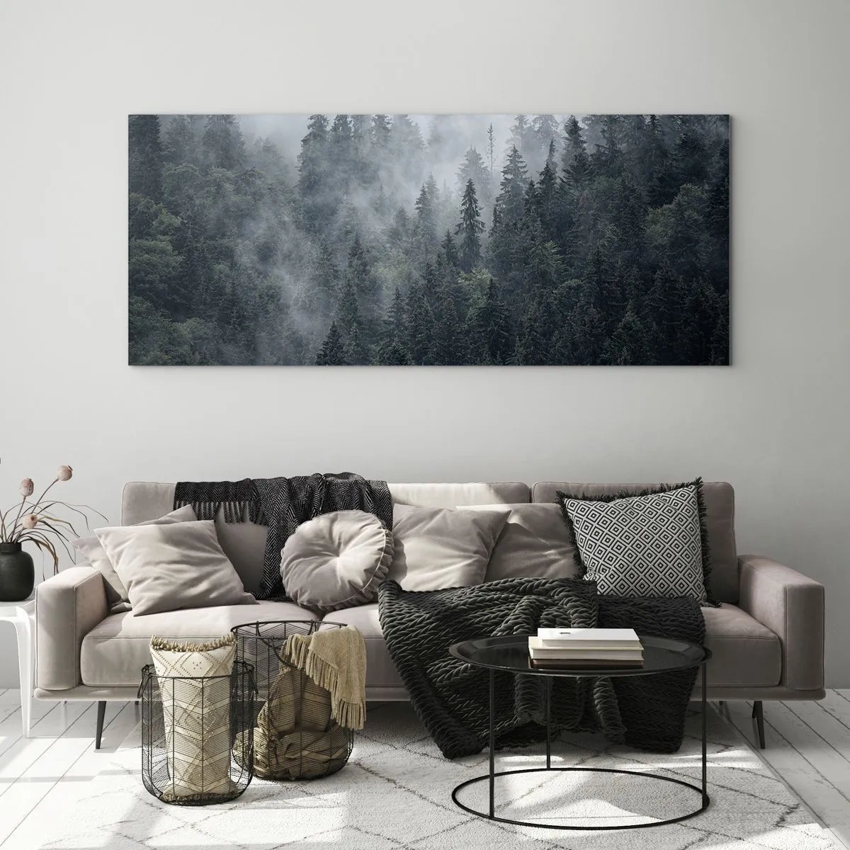 Tablou pe sticlă - Zori de pădure - 120x50 cm
