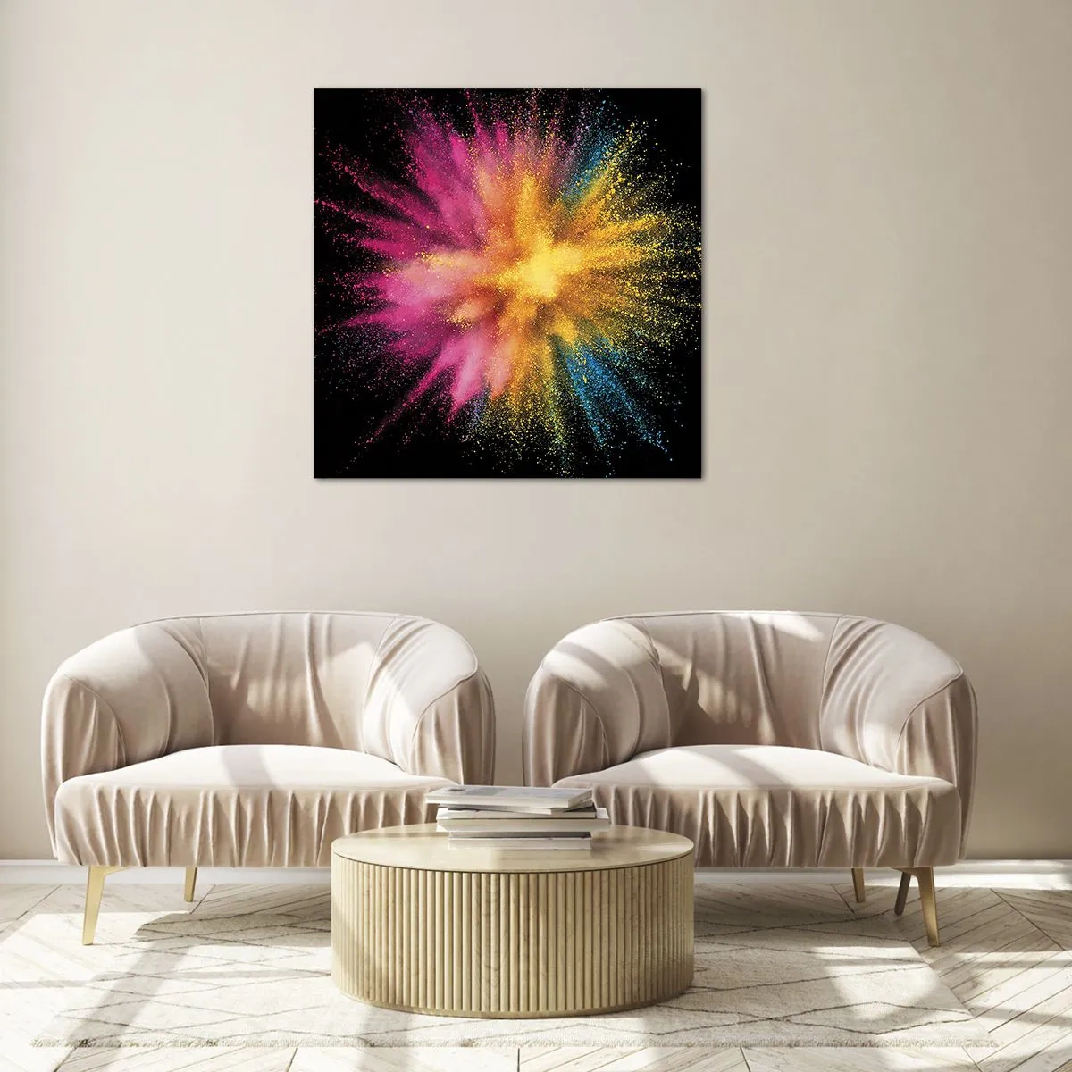 Tablou pe sticlă - Nașterea culorii  - 60x60 cm