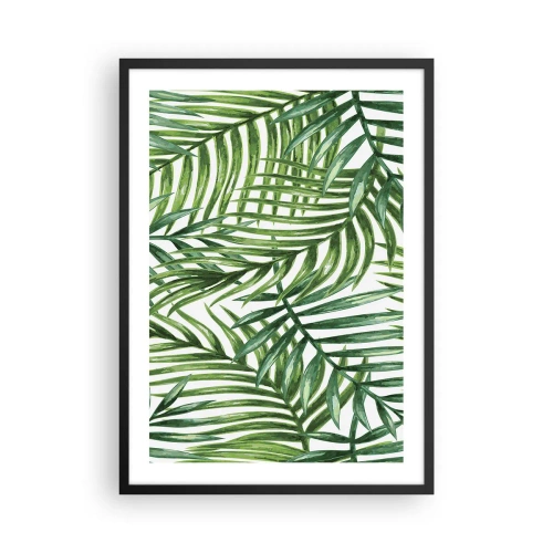Poster în ramă neagră - Palmieri într-un model botanic minimalist - 50x70cm - Sub bolta verde - Decorațiune modernă pentru perete pentru living și dormitor ARTTOR