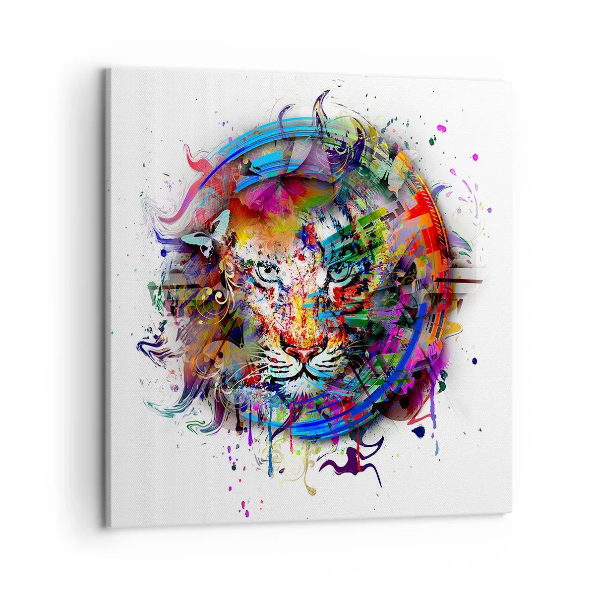 Tablou pe pânză - Ascunzându-se în spatele voalului curcubeu - 50x50 cm