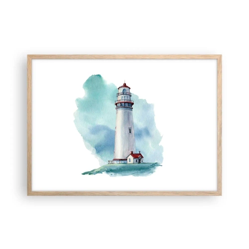 Poster în ramă de stejar deschis - Sora blândă a albastrului - 70x50 cm