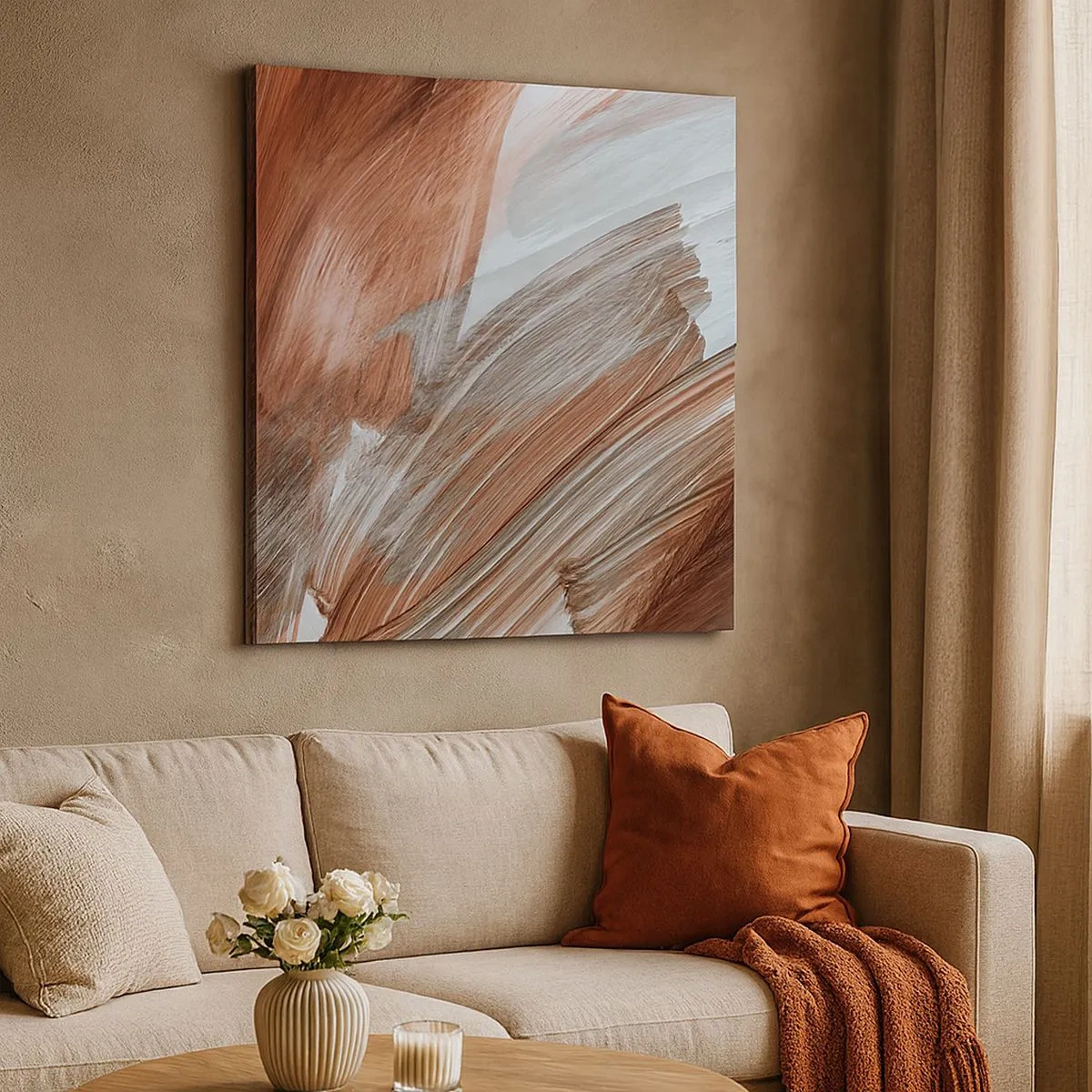 Tablou pe pânză - Abstracție autumnală și vântoasă - 30x30 cm