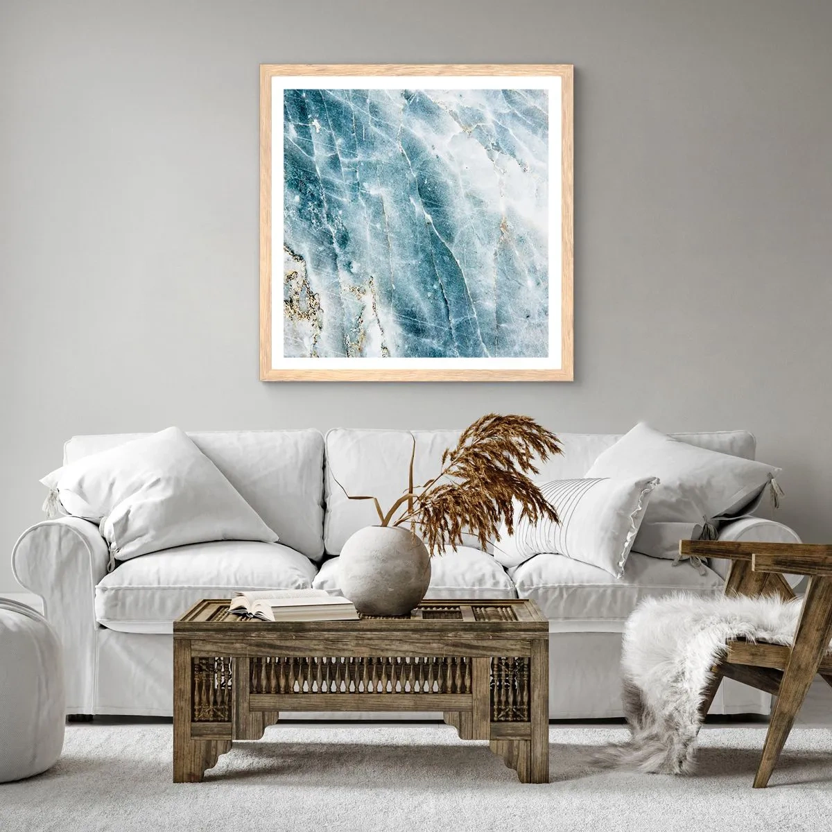 Poster în ramă de stejar deschis - Lumea de gheață - 40x40 cm