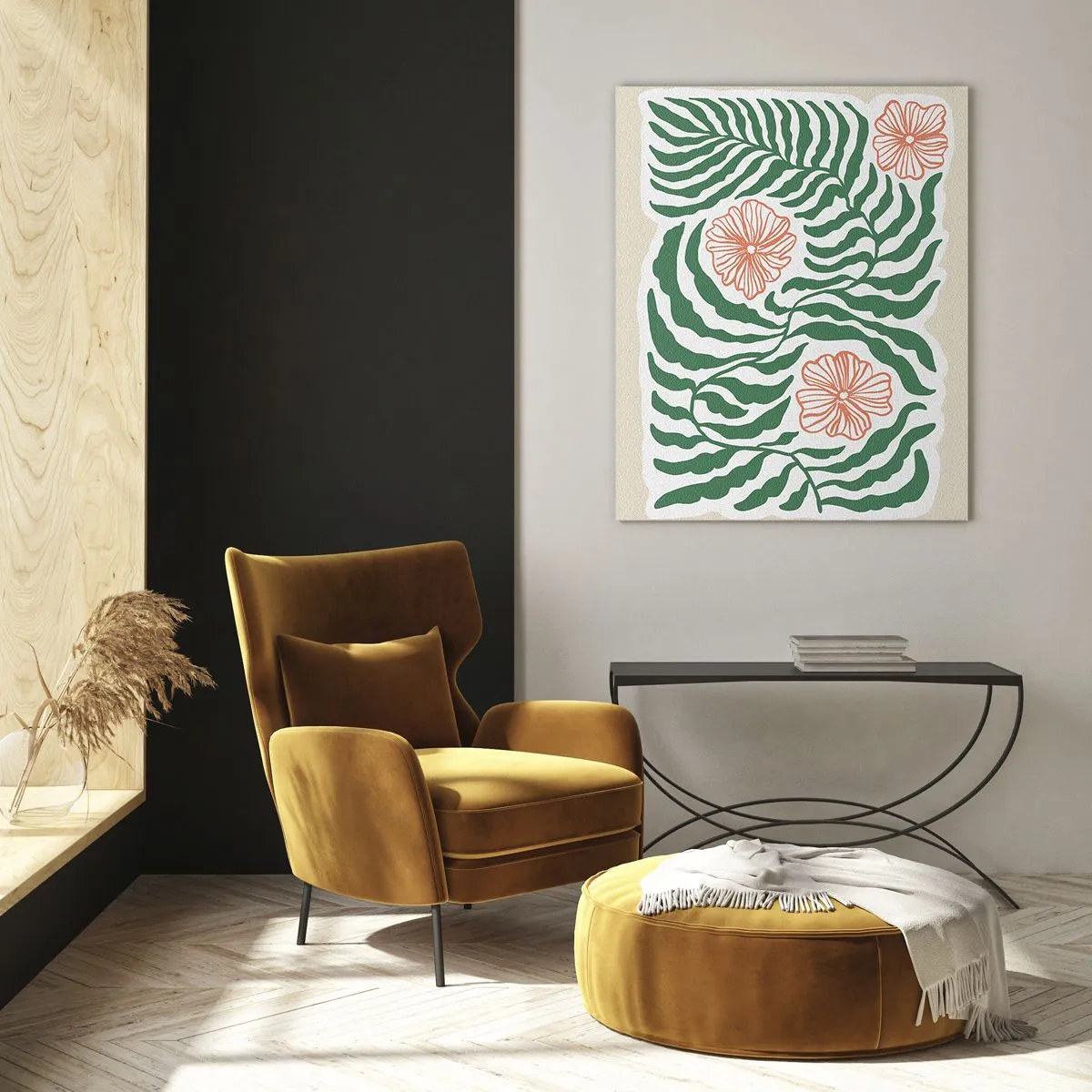 Tablou pe sticlă - Înflorite în verde - 50x70 cm