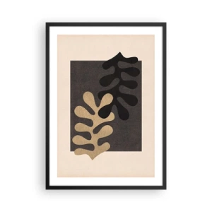 Poster în ramă neagră - Grafică abstractă minimalistă cu forme organice - 50x70cm - Absență și completare - Decorațiune modernă pentru perete pentru living și dormitor ARTTOR