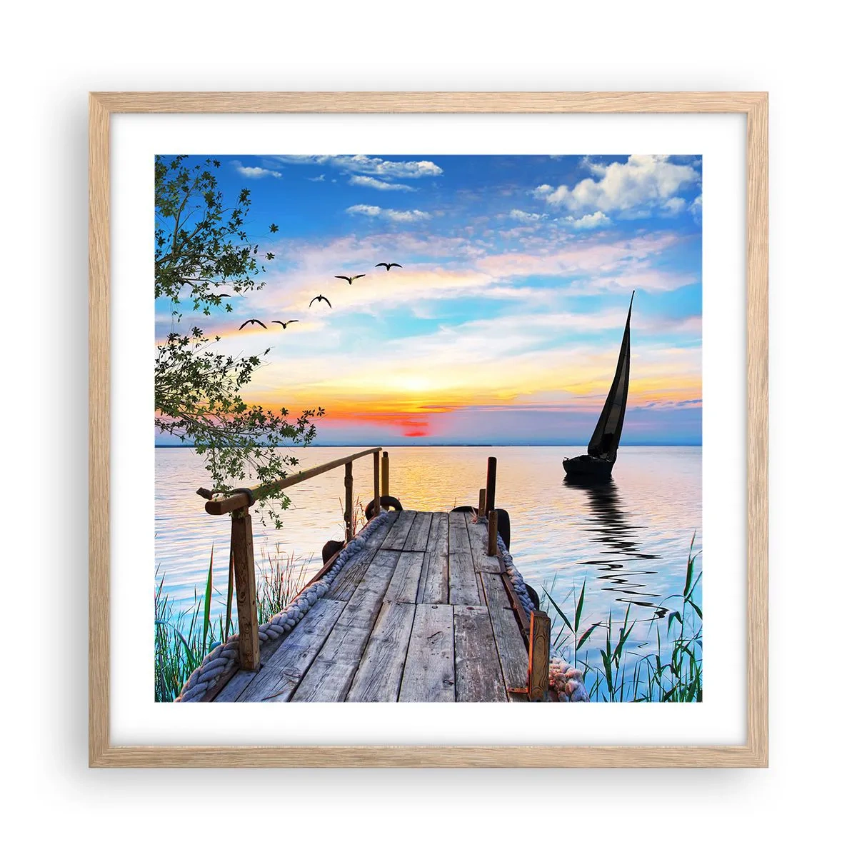 Poster în ramă de stejar deschis - Bună seara - 50x50 cm