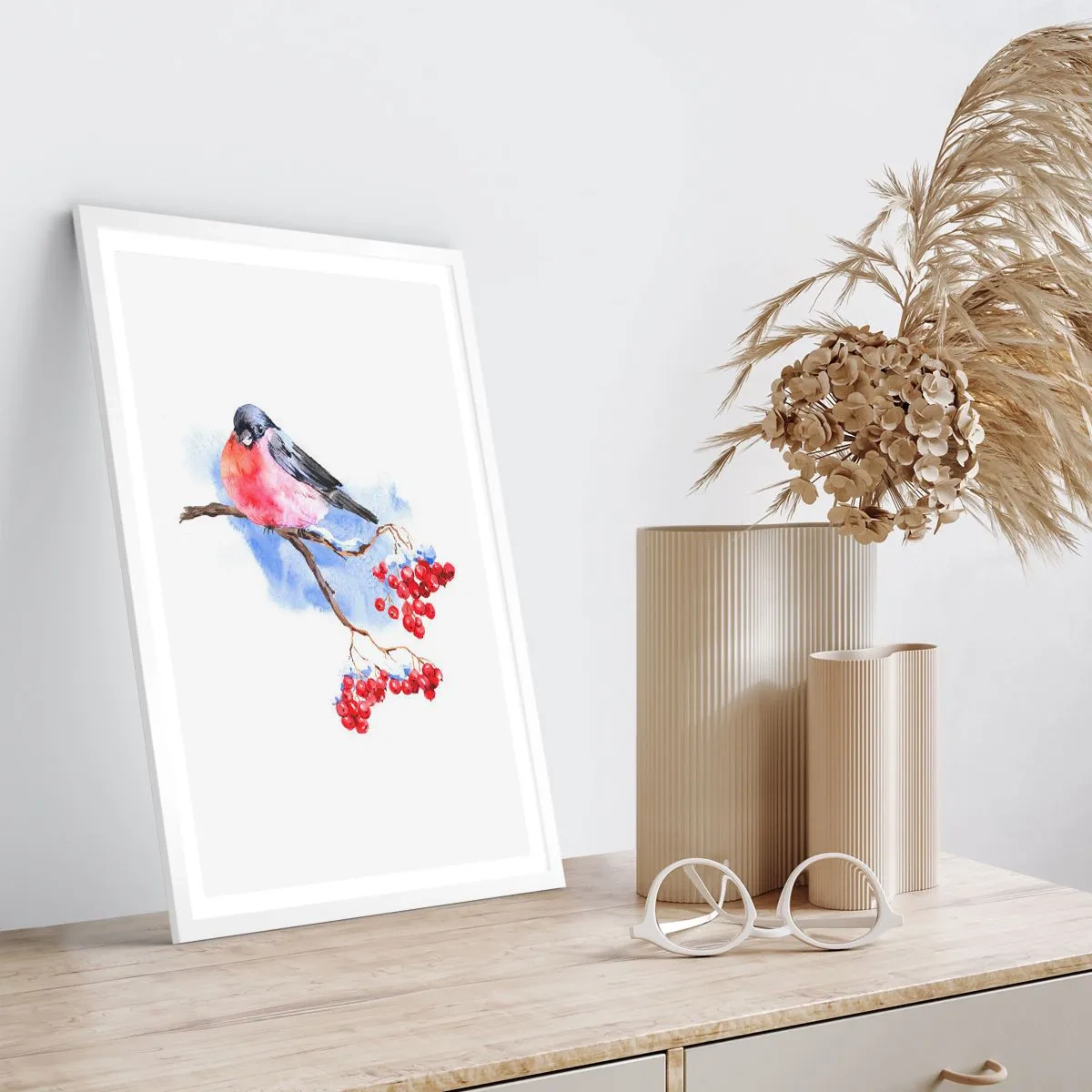 Poster în ramă albă - Iarna în culori - 50x70 cm