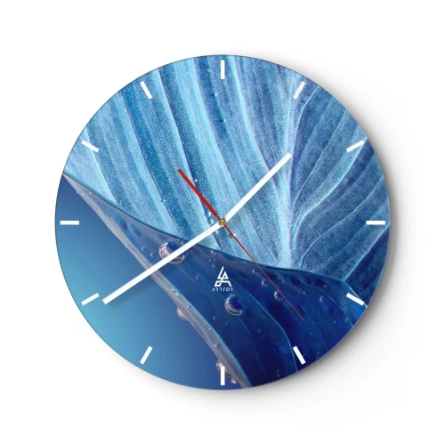 Ceas de perete - Ceas pe sticlă - Picături ascunse de albastru - 40x40 cm