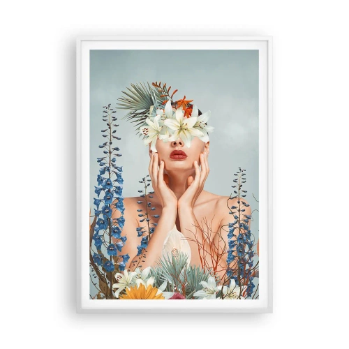 Poster în ramă albă - Femeia floare - 70x100 cm