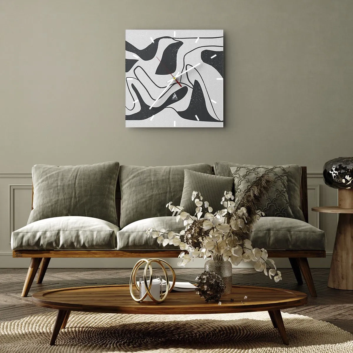 Ceas de perete - Ceas pe sticlă - Distracție abstractă în labirint - 30x30 cm