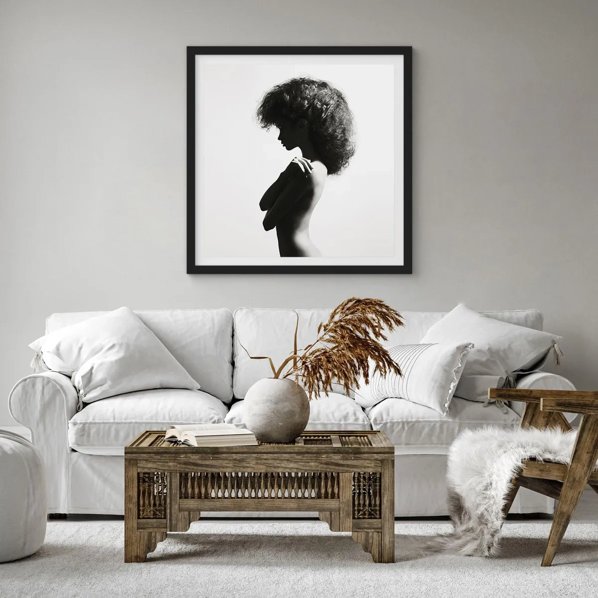 Poster în ramă neagră - Ca o floare pe o tulpină subțire - 30x30 cm