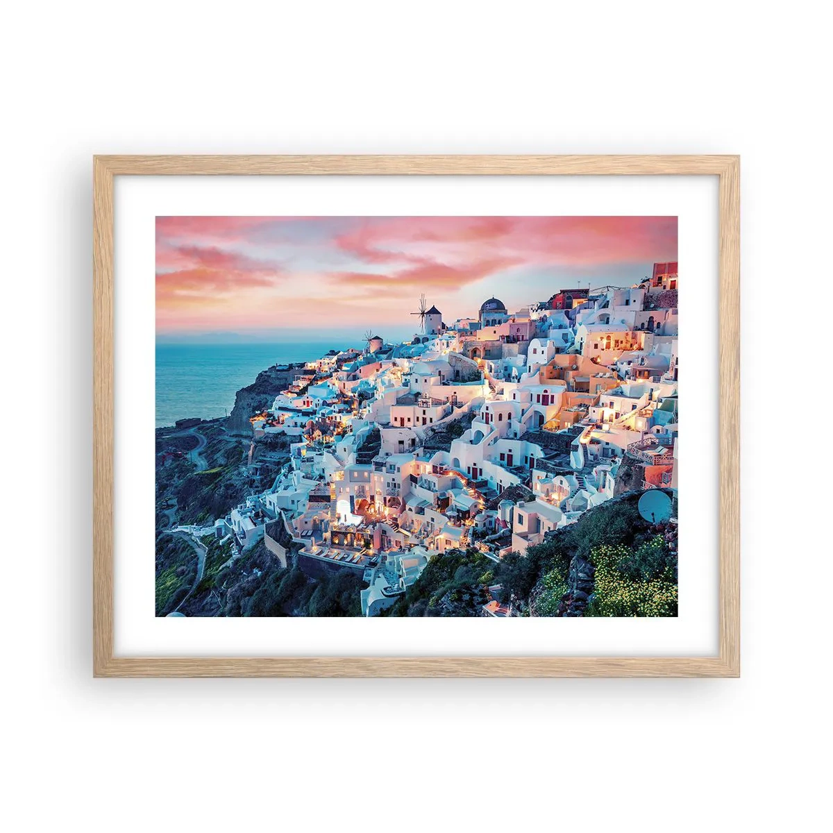 Poster în ramă de stejar deschis - Vacanța ta grecească - 50x40 cm