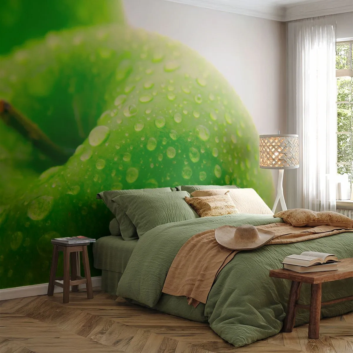 Tapet Premium Sand - Prospețime verde rece - Fructe, Măr, Gastronomie - 100x70 cm