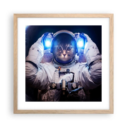 Poster în ramă de stejar deschis - Houston, aveți o problemă - 40x40 cm