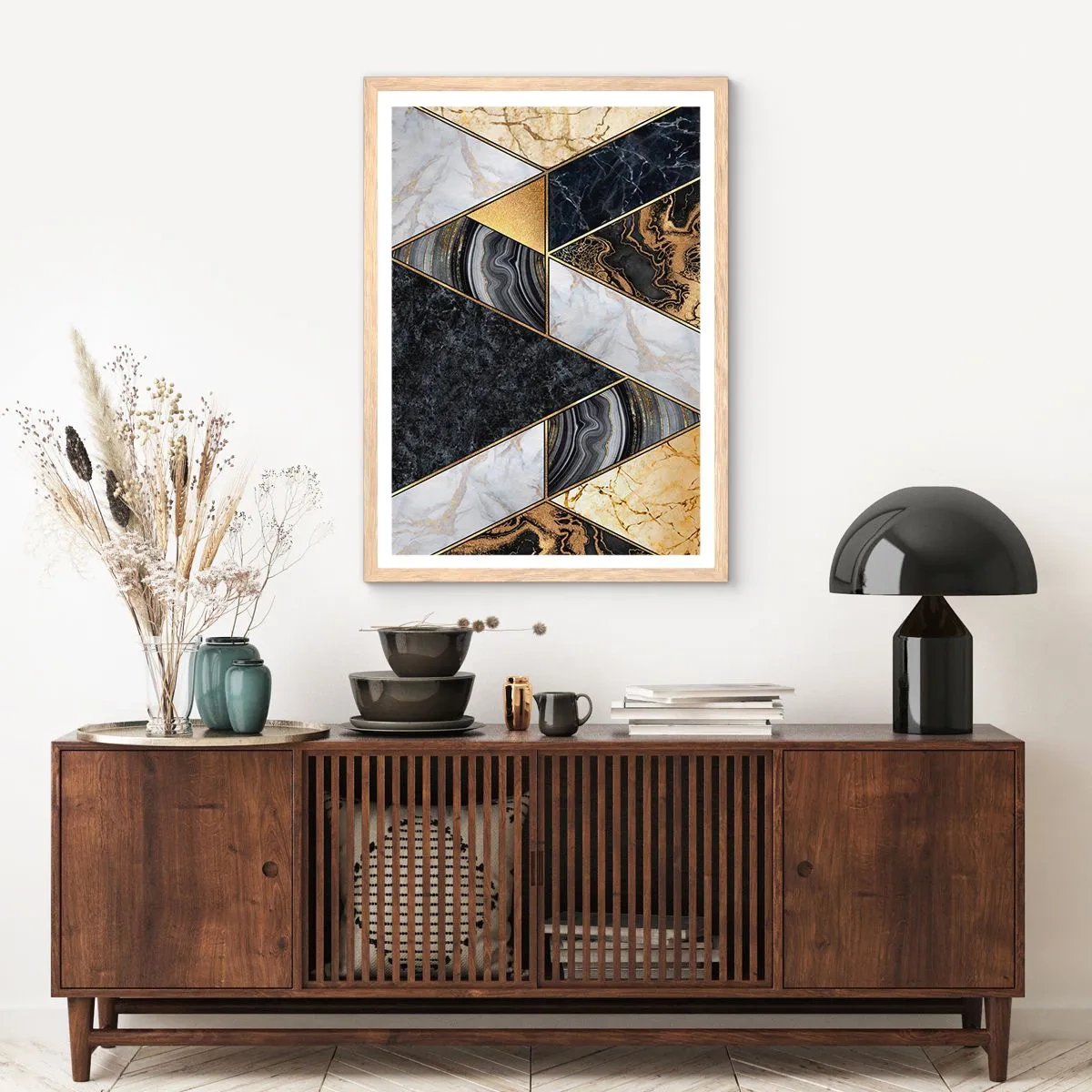 Poster în ramă de stejar deschis - Piatră cu piatră - 50x70 cm