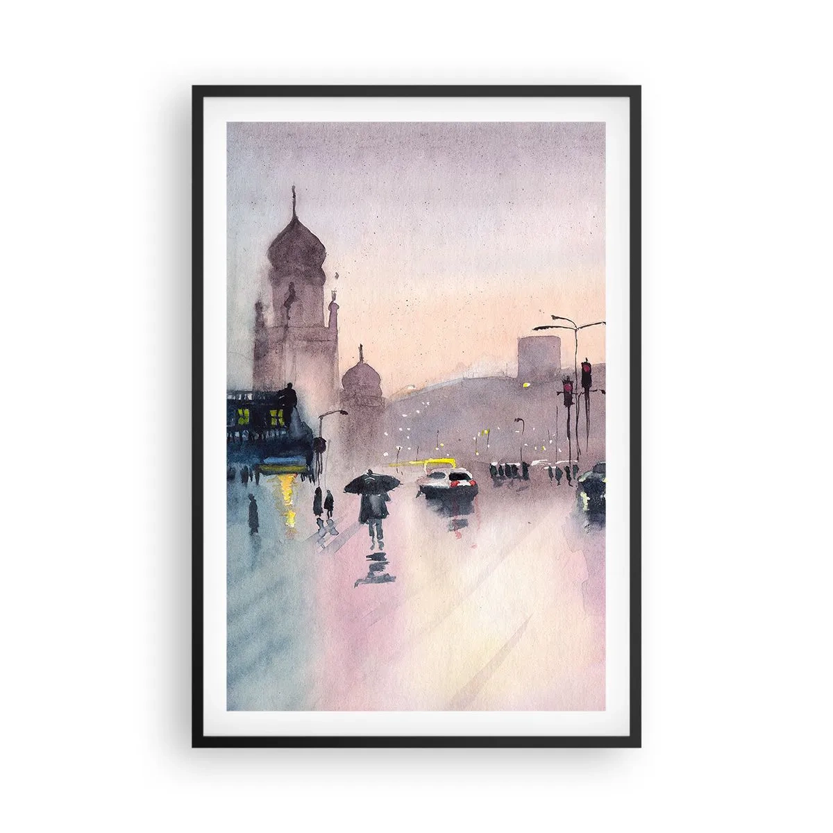 Poster în ramă neagră - Într-o ceață ploioasă - 61x91 cm
