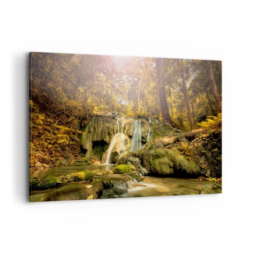 Tablou pe pânză - Cascada de pădure în verde - 100x70 cm