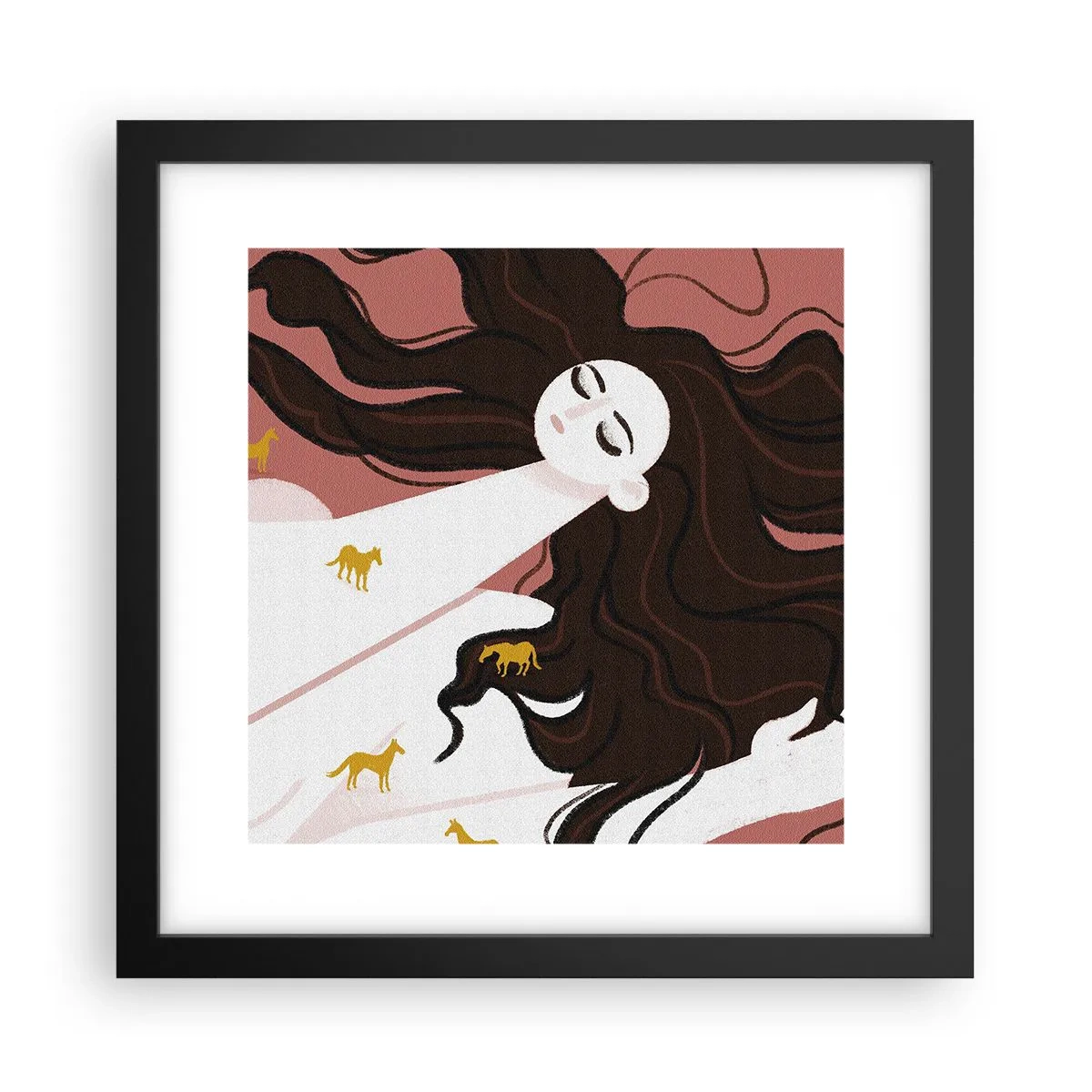 Poster în ramă neagră - Visul despre calul de aur - 30x30 cm