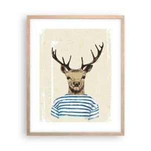 Poster în ramă de stejar deschis - Pentru că îmi plac cămășile cu dungi! - 40x50 cm