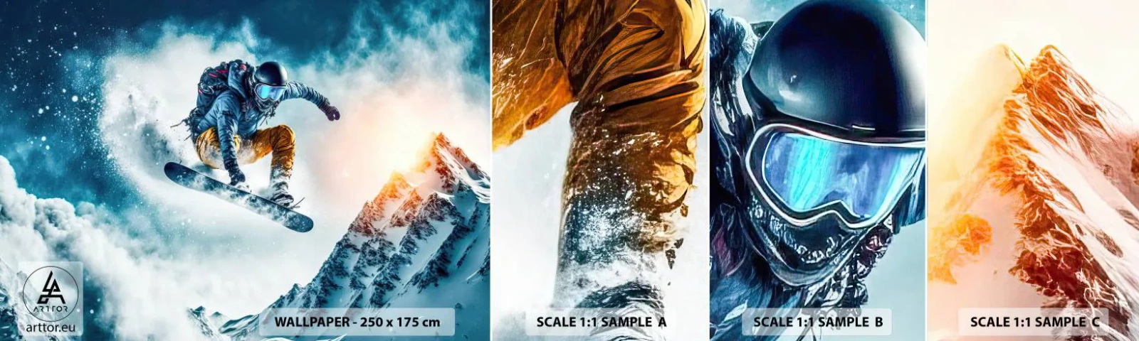 Mostră de Tapet Standard Eco - Emoții extreme - Snowboarding, Sport, Iarnă - 100x30 cm
