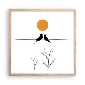 Poster în ramă de stejar deschis - Seară cu privighetori - 50x50 cm